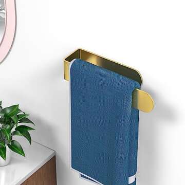 HUFEEOH Adhesive Hand Towel Holder, Kitchen Towel Holder Towel Bars Wall Mounted, Stainless Steel Ba...