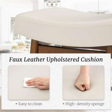 Cozyman Bar Stools Set of 4, Barstools with Sturdy Wood Legs, Saddle Seat Counter Height Bar Stools for Kitchen Counter, Bar, Dining, 24 Inch Farmhouse Counter Stools, Antique White