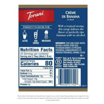 CREME DE Banana Syrup for Coffee & Cocktails 25.4 Ounces Coffee Flavoring for Drinks with Fresh Finest Coffee Syrup Pump