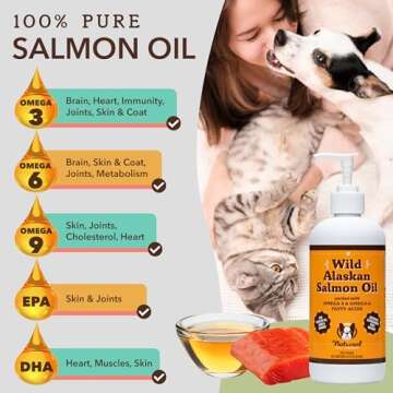 Natural Dog Company Wild-Caught Salmon Oil for Dogs (32oz) with Pump, Omega 3 Fish Oil Supplement fo...