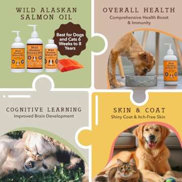 Natural Dog Company Wild-Caught Salmon Oil for Dogs (32oz) with Pump, Omega 3 Fish Oil Supplement for Joint Health, Skin & Coat, Dog Food Topper with Essential Fatty Acids, Dog Fish Oil Supplement