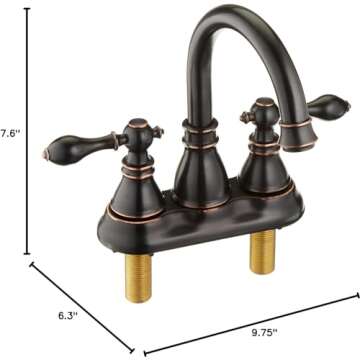 Derengge 2 Handle Oil Rubbed Bronze Bathroom Sink Faucet with Overflow Pop up Drain, 3 Hole Faucet Faucet,360° Swivel Spout 4 Inch Centerset Lavatory Faucet,F-4501-NB