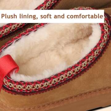 Women's Platform Slippers for Women Mini Boot Fleece Lined Sneakers for House Slippers Anti-Slip Boot For Outdoor