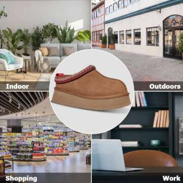 Women's Platform Slippers for Women Mini Boot Fleece Lined Sneakers for House Slippers Anti-Slip Boot For Outdoor