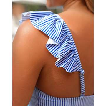 Stylish Blooming Jelly Women's Striped One Piece Swimsuit