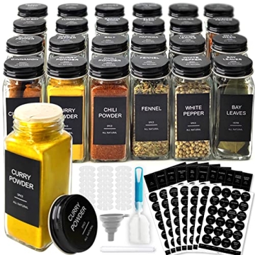 GPOVVIMX Spice Jar Set 24 Pcs with 408 Labels and Accessories