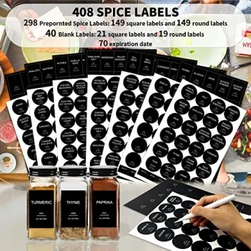 GPOVVIMX Spice Jar Set 24 Pcs with 408 Labels and Accessories
