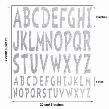 Waynoda 10 Sheet Self Adhesive Capital Letter Stickers Glitter Letters Stick on Letters Alphabet Sticker Letter for Classroom Decor, Office, Business (Silver, 1 Inch, 2 Inch)