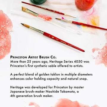 Princeton Heritage Paintbrush, Size 3/8 inch, Scarlet