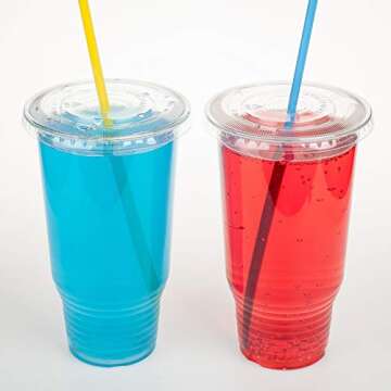 Golden Apple Cup series, 32oz Clear Plastic cups with Flid lids with X hole 25sets