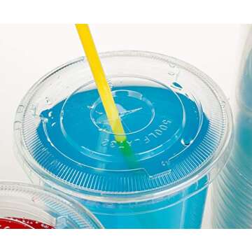 Golden Apple Cup series, 32oz Clear Plastic cups with Flid lids with X hole 25sets