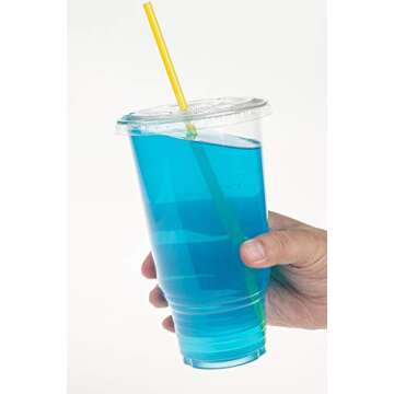 Golden Apple Cup series, 32oz Clear Plastic cups with Flid lids with X hole 25sets