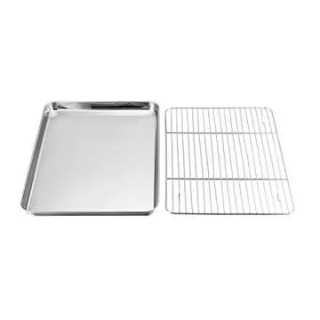 TeamFar Baking Sheet with Rack Set - Stainless Steel & Healthy Cooking