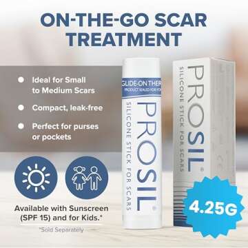 PROSIL Silicone Scar Stick 4.25g – Effective Scar Treatment with Premium-Grade Silicone – Compact, Mess-Free, Glide-on Application for Convenient Scar Therapy – Gentle on All Skin Types & Kids