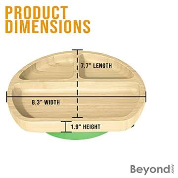 Abiie Octopod Bamboo Dish - Kids Plates for 4 months and up, 3-Compartment Baby Plates with Suction, Triangle Bamboo Baby Plate, Mess-Free Toddler Suction Plates, Baby Feeding Supplies, 8.3x1.9x7.7 in