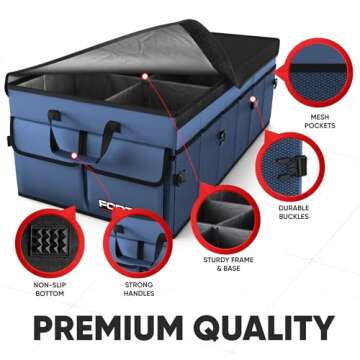 FORTEM Car Trunk Organizer, Collapsible Multi Compartment SUV Organizer, Foldable Storage for Car Ac...
