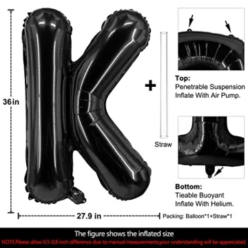 Lovoir 40 Inch Black Letter K Balloon for Every Celebration