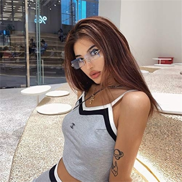 Trendy 90s Rimless Rectangle Sunglasses for All