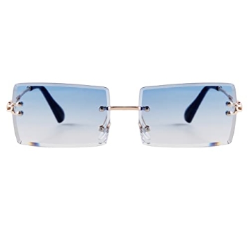 Trendy 90s Rimless Rectangle Sunglasses for All