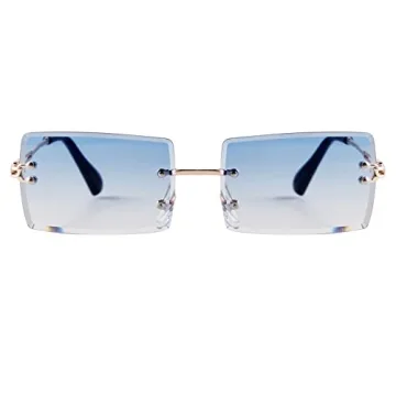 Trendy 90s Rimless Rectangle Sunglasses for All