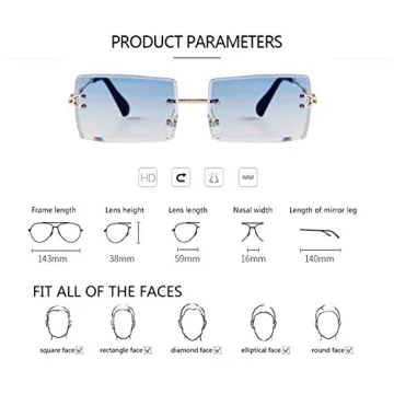 Trendy 90s Rimless Rectangle Sunglasses for All