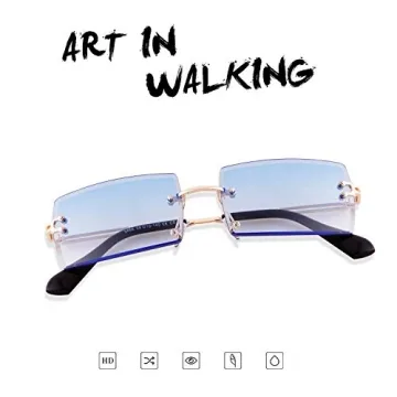 Trendy 90s Rimless Rectangle Sunglasses for All