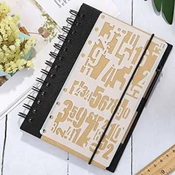 12 Pieces Drawing Loose Leaf Stencils Scale Template Sets Journal Diary Notebook 8-Ring Paper Inserts for Card Painting Projects and Scrapbooking DIY Craft Albums (Style 1)