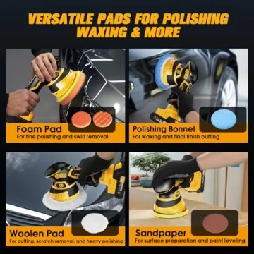 Niusken Cordless Car Buffer Polisher Kit with Accessories