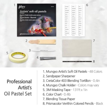 Mungyo Gallery Soft Oil Pastels Set of 48 with Art Supplies