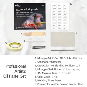 Mungyo Gallery Soft Oil Pastels Set of 48 with Art Supplies