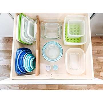 Lipper International 8897 Bamboo Wood Custom Fit Adjustable Deep Kitchen Drawer Dividers, Set of 2