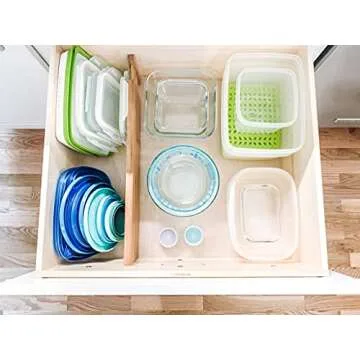 Lipper International 8897 Bamboo Wood Custom Fit Adjustable Deep Kitchen Drawer Dividers, Set of 2