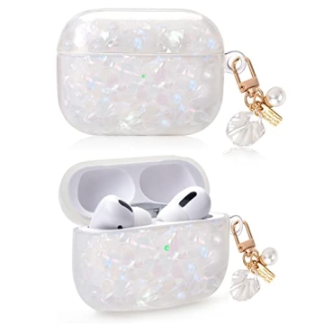 Cute AirPods Pro Case with Pearl Keychain Design