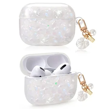 Cute AirPods Pro Case with Pearl Keychain Design
