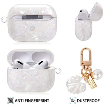 Cute AirPods Pro Case with Pearl Keychain Design