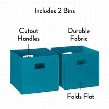RiverRidge Turquoise Folding Storage Bins for Home Organization