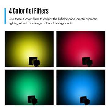 GODOX Barn Door with Honeycomb Grid 4 Color Gel Filters for 7 Inch Standard Reflector Replacement for GODOX SL60W SL150II SK400II Studio Light Portrait Still Life Photography