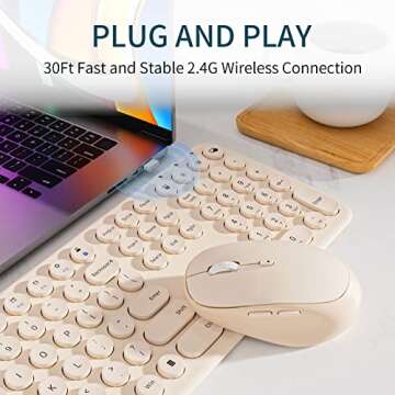 Retro 2.4GHz Wireless Keyboard Mouse Combo - 108 Keys Ultra-Thin Please