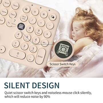 Wireless Retro Keyboard Mouse Combo - Quiet & Stylish