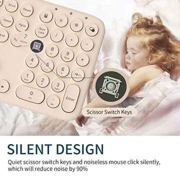 Wireless Retro Keyboard Mouse Combo - Quiet & Stylish