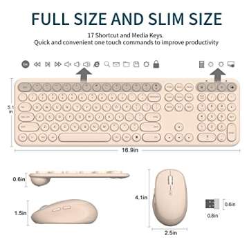 Wireless Retro Keyboard Mouse Combo - Quiet & Stylish