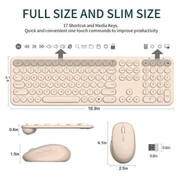 Wireless Retro Keyboard Mouse Combo - Quiet & Stylish