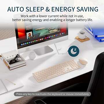 Wireless Retro Keyboard Mouse Combo - Quiet & Stylish