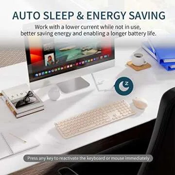 Wireless Retro Keyboard Mouse Combo - Quiet & Stylish