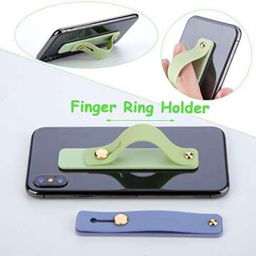 Weewooday 6 Pieces Phone Grip Holder Cell Phone Grip Strap Telescopic Finger Strap Stand Universal Finger Kickstand for Most Smartphones(Eye-catching Colors)