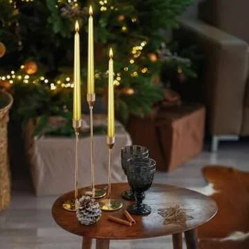 Elegant Gold Taper Candle Set of 12, 10 inch for Events
