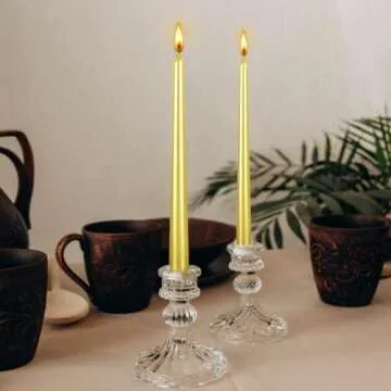 Elegant Gold Taper Candle Set of 12 for Events