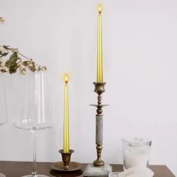 Elegant Gold Taper Candle Set of 12 for Events