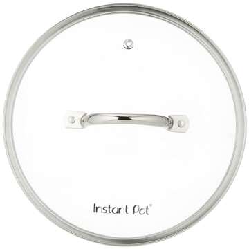 Instant Pot Tempered Glass Lid, 10.2-In, 8-Qt, Cooking Pot Lid, Stainless Steel Handle and Rim, Clear