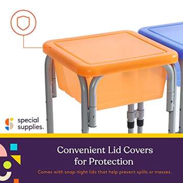 Special Supplies Sensory Activity Table for Kids and Toddlers with 2 Plastic Buckets, Easy Build Fra...